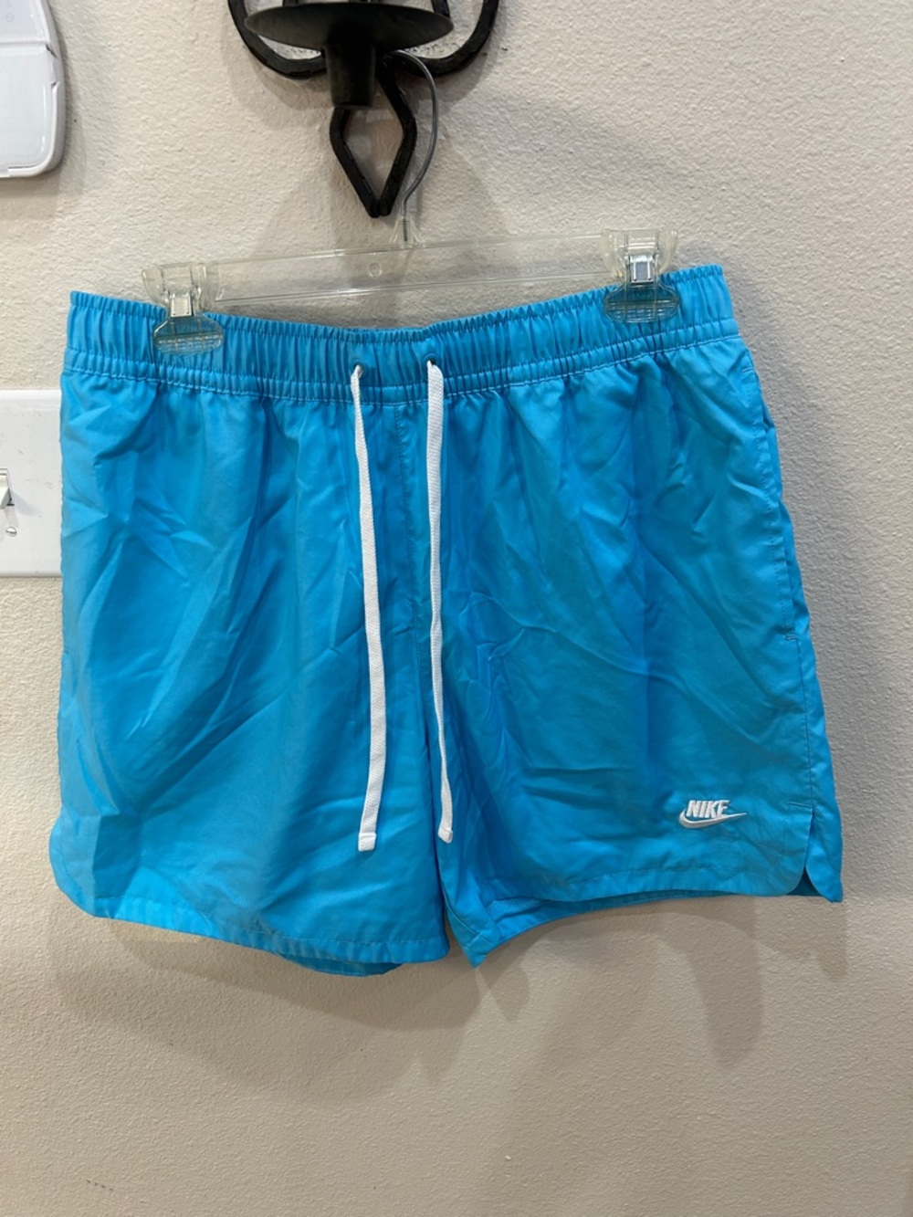 Nike Turquoise Swim Trunks with White Drawstring size Medium